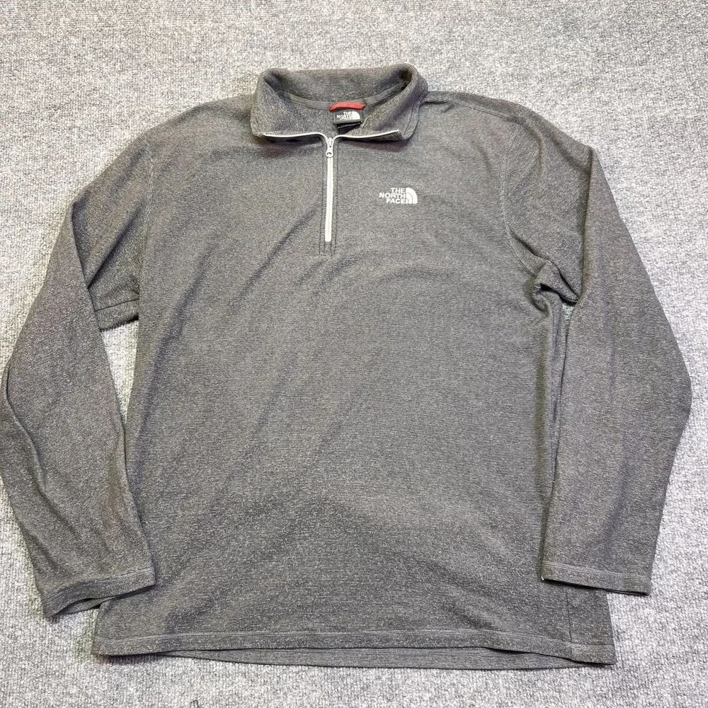 The North Face Fleece Pullover Mens Large Gray 1/4 Zip Long Sleeve Shirt Hiking
